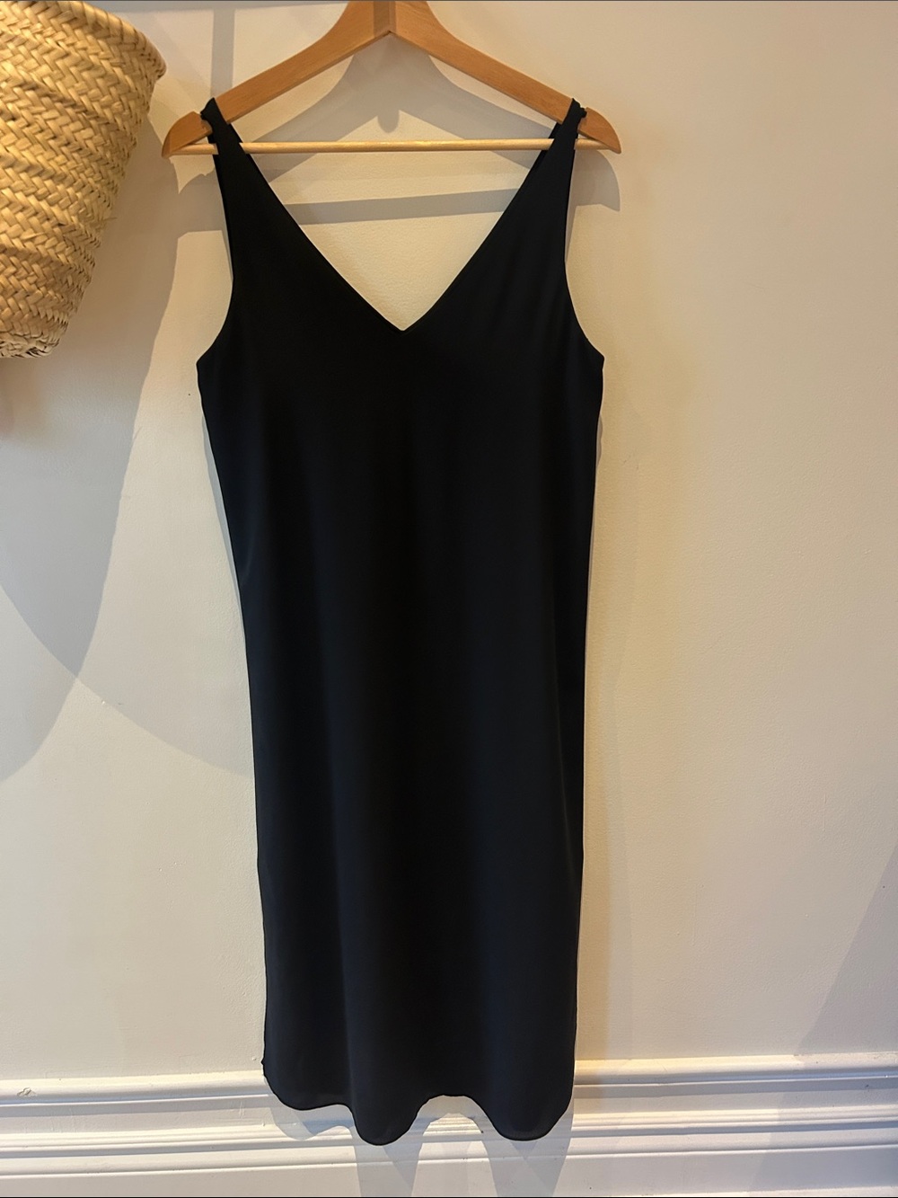 Babaton Black V-Neck Midi Slip Dress